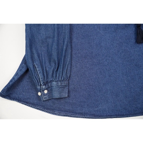 Anthropologie Ne Quittez Pas Sz M Hallie Chambray Embroidered Swing Peasant Top - Picture 3 of 6